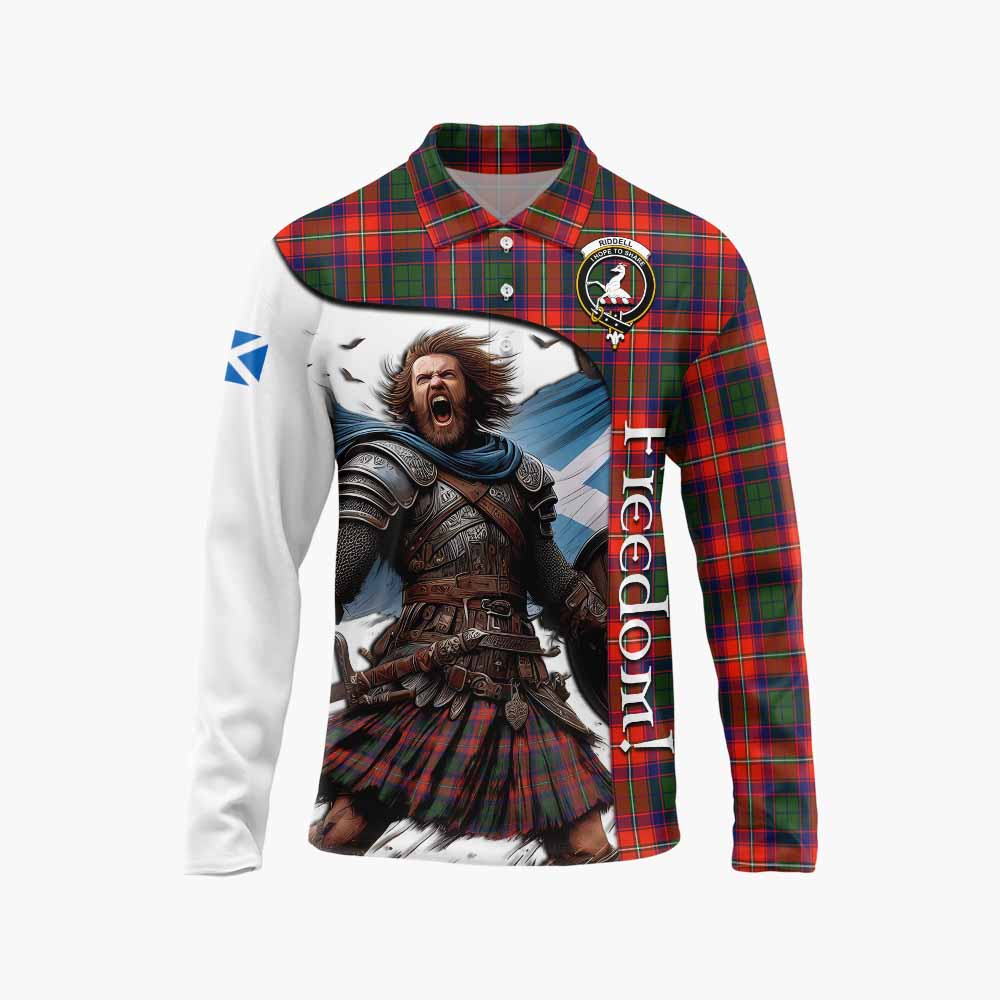 Tartan Vibes Clothing Riddell Crest Tartan Long Sleeve Polo Shirt Inspired by the Freedom of Scottish Warrior