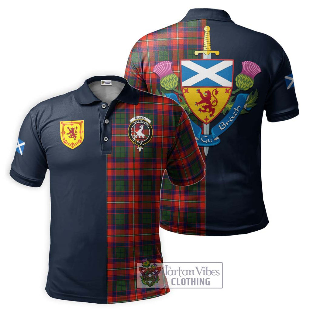 Tartan Vibes Clothing Riddell Tartan Polo Shirt with Scottish Lion Royal Arm Half Style