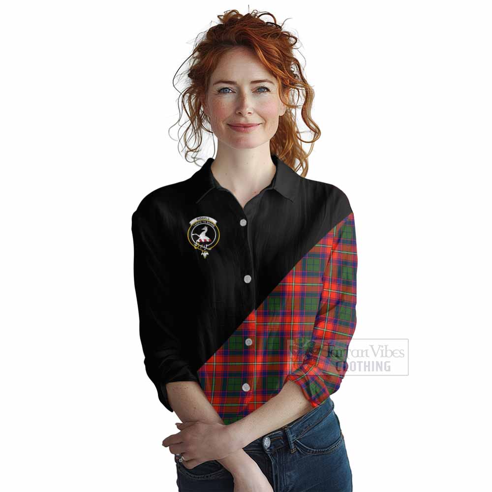 Tartan Vibes Clothing Riddell Tartan Women's Casual Shirt with Family Crest and Military Logo Style