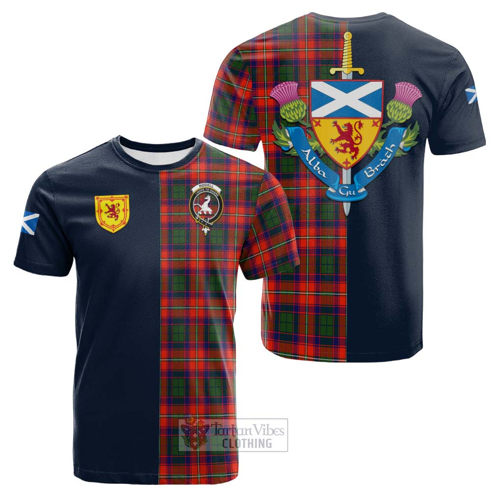 Tartan Vibes Clothing Riddell Tartan Cotton T-shirt with Scottish Lion Royal Arm Half Style