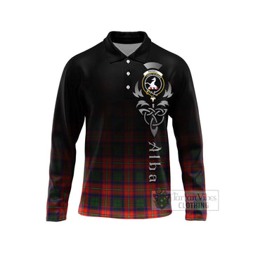 Riddell Tartan Long Sleeve Polo Shirt Featuring Alba Gu Brath Family Crest Celtic Inspired