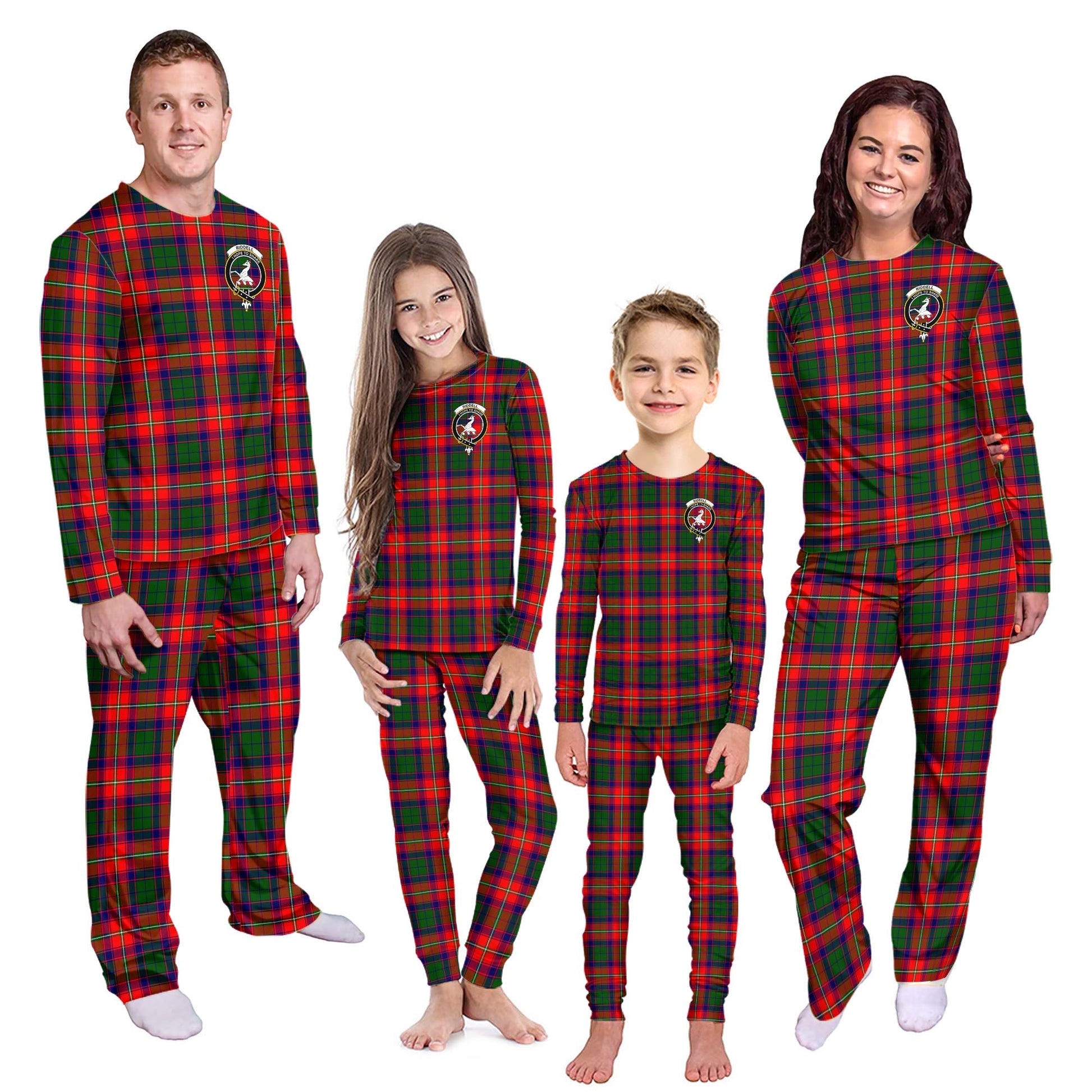 Riddell Tartan Pajamas Family Set with Family Crest - Tartanvibesclothing