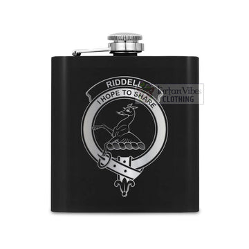 Riddell Crest Hip Flask Set 7oz Black Stainless Steel with A Gift Box