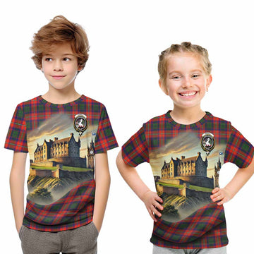 Riddell Tartan Family Crest Kid T-Shirt with Scottish Ancient Castle Style