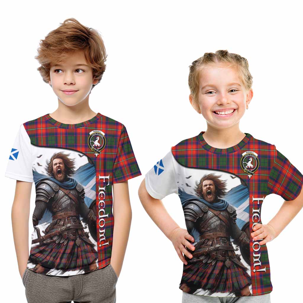 Tartan Vibes Clothing Riddell Crest Tartan Kid T-Shirt Inspired by the Freedom of Scottish Warrior