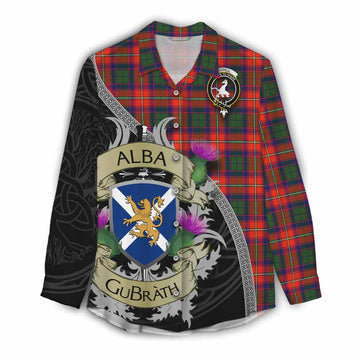 Riddell Tartan Family Crest Women's Casual Shirt Lion Rampant Royal Thistle Shield Celtic Inspired