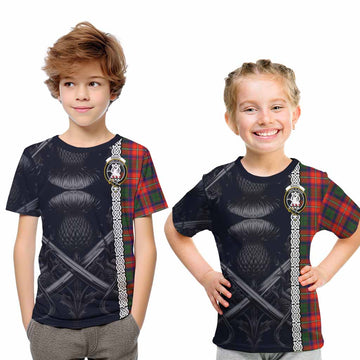 Riddell Tartan Kid T-Shirt with Family Crest Cross Sword Thistle Celtic Vibes