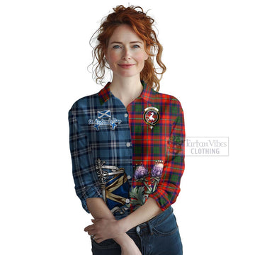 Riddell Tartan Women's Casual Shirt Happy St. Andrew's Day Half Tartan Style