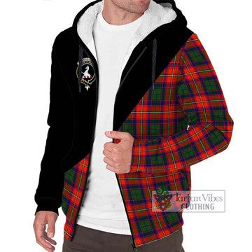 Riddell Tartan Sherpa Hoodie with Family Crest and Military Logo Style