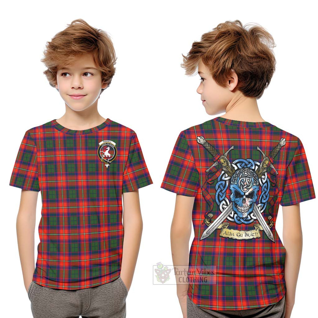 Tartan Vibes Clothing Riddell Tartan Kid T-Shirt with Family Crest Celtic Skull Style