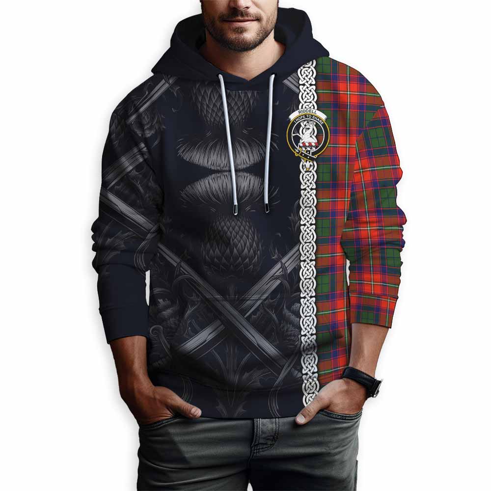 Tartan Vibes Clothing Riddell Tartan Hoodie with Family Crest Cross Sword Thistle Celtic Vibes