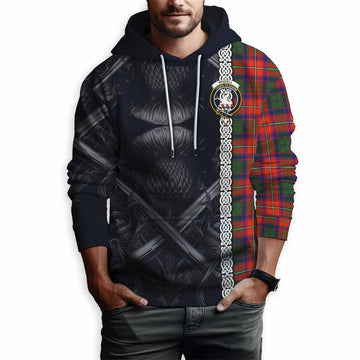 Riddell Tartan Hoodie with Family Crest Cross Sword Thistle Celtic Vibes