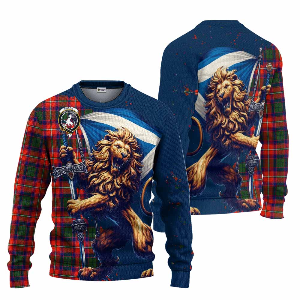 Tartan Vibes Clothing Riddell Tartan Family Crest Knitted Sweater with Scottish Majestic Lion