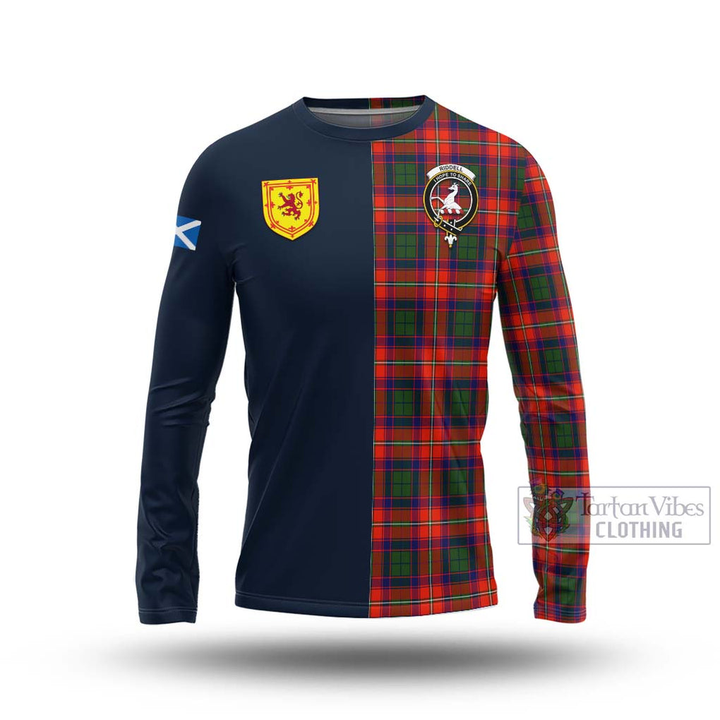 Tartan Vibes Clothing Riddell Tartan Long Sleeve T-Shirt with Scottish Lion Royal Arm Half Style