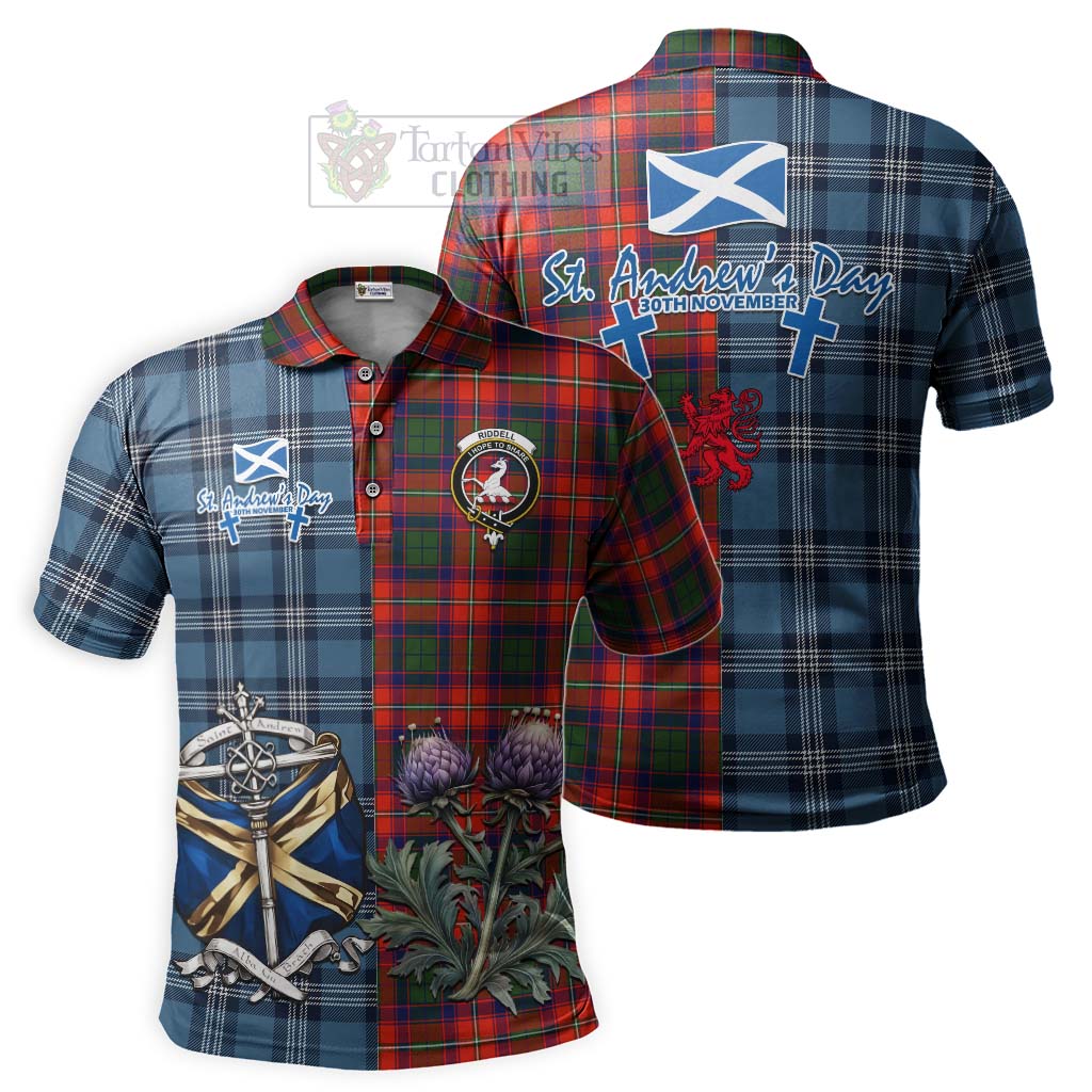 Tartan Vibes Clothing Riddell Tartan Polo Shirt Happy St. Andrew's Day Half Tartan Style