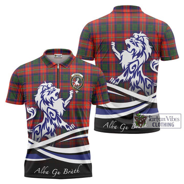 Riddell Tartan Zipper Polo Shirt with Alba Gu Brath Regal Lion Emblem