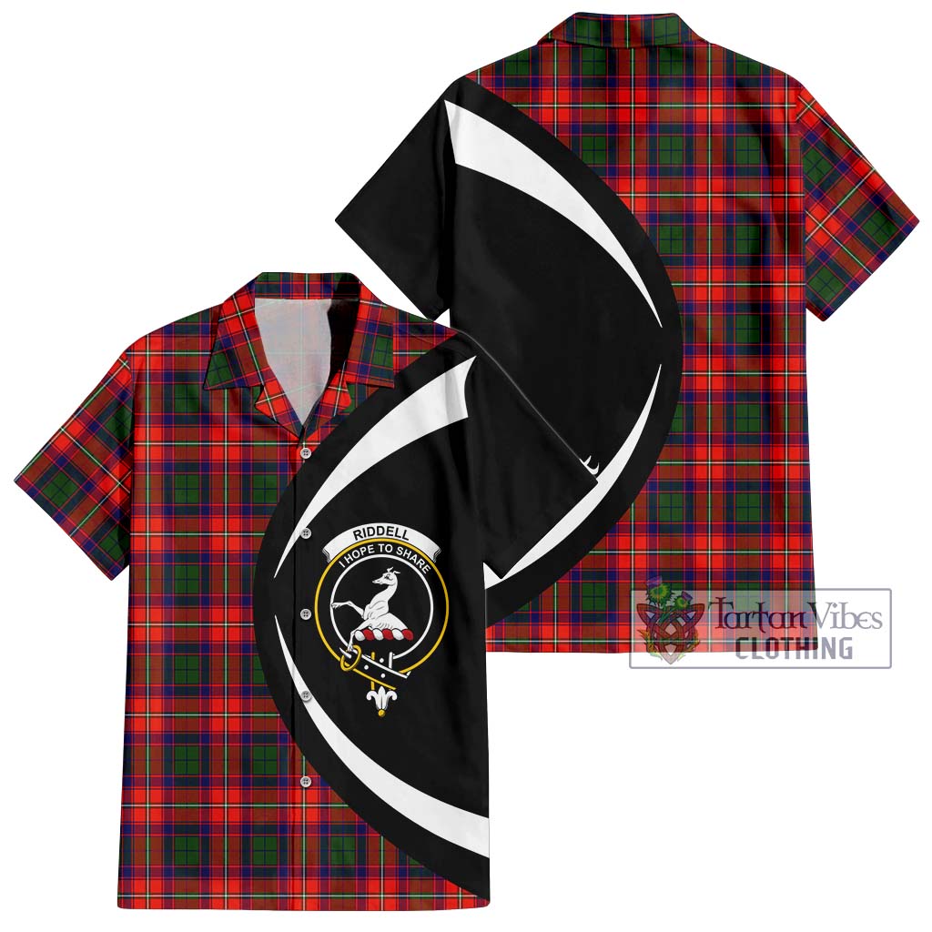 Riddell Tartan Short Sleeve Button Up with Family Crest Circle Style Kid - Tartan Vibes Clothing