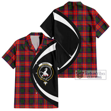 Riddell Tartan Short Sleeve Button Up with Family Crest Circle Style