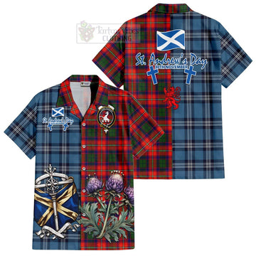 Riddell Tartan Short Sleeve Button Shirt Happy St. Andrew's Day Half Tartan Style