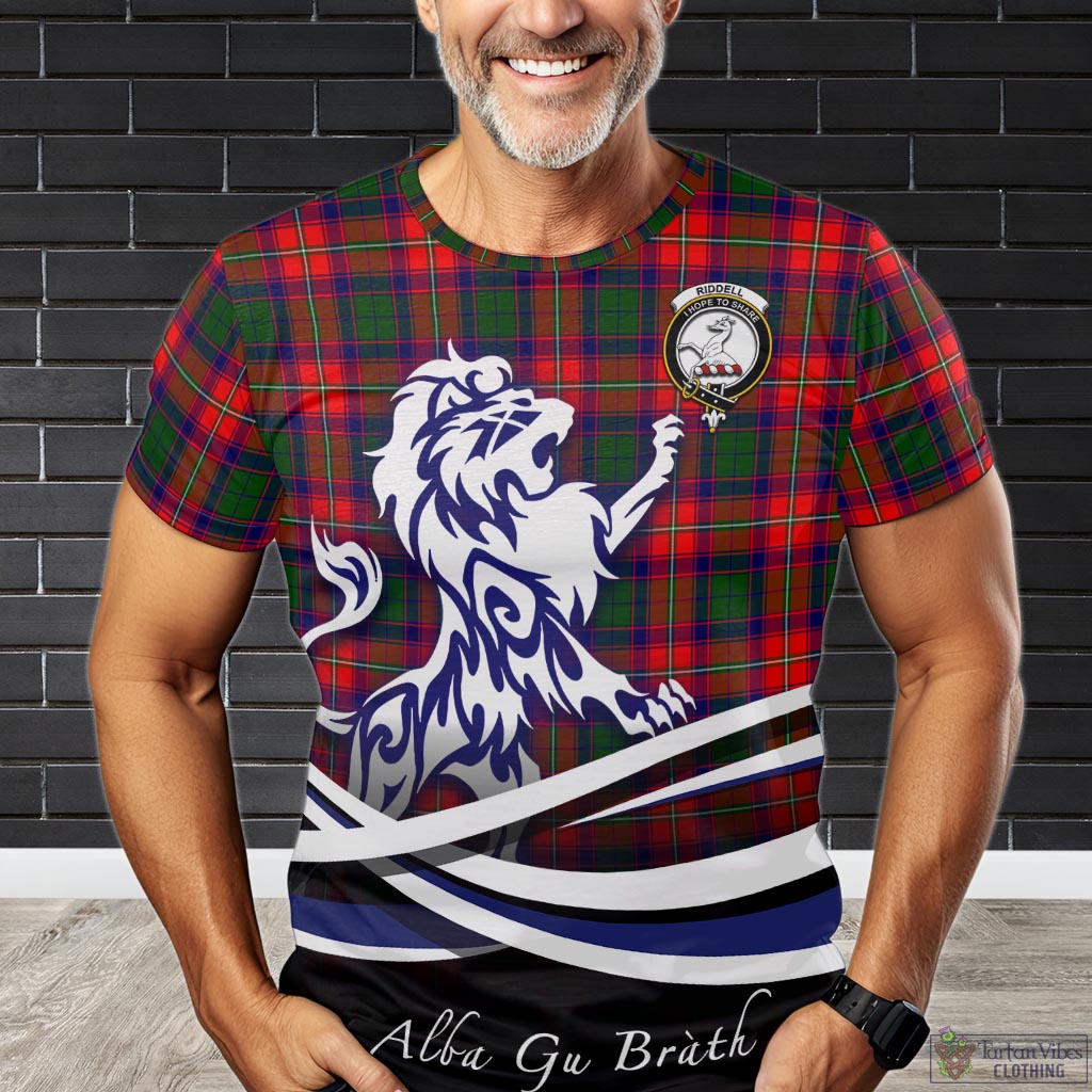 Riddell Tartan T-Shirt with Alba Gu Brath Regal Lion Emblem Kid's Shirt - Tartan Vibes Clothing