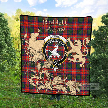 Riddell Tartan Quilt with Family Crest and Scottish Symbol Style