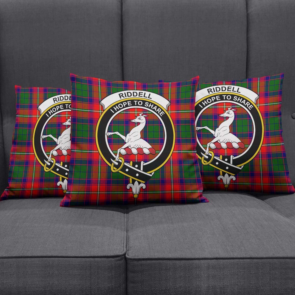 Riddell Tartan Pillow Cover with Family Crest Square Pillow Cover - Tartanvibesclothing