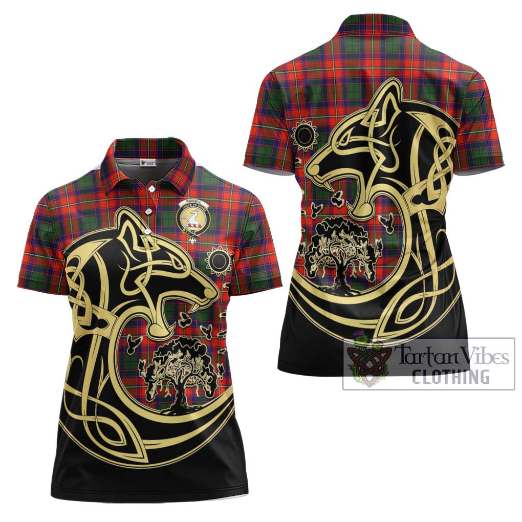 Riddell Tartan Women's Polo Shirt with Family Crest Celtic Wolf Style Women - Tartanvibesclothing Shop