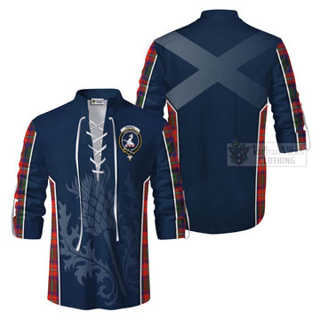 Riddell Tartan Ghillie Kilt Shirt with Family Crest and Scottish Thistle Vibes Sport Style