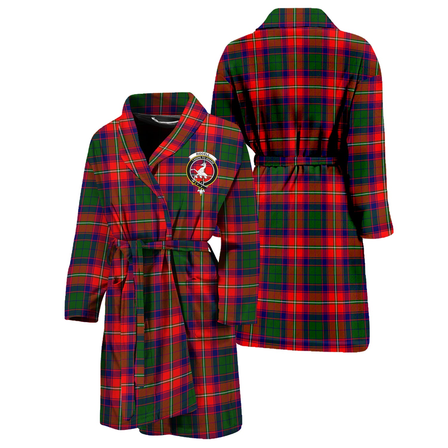 Riddell Tartan Bathrobe with Family Crest Unisex S - Tartan Vibes Clothing