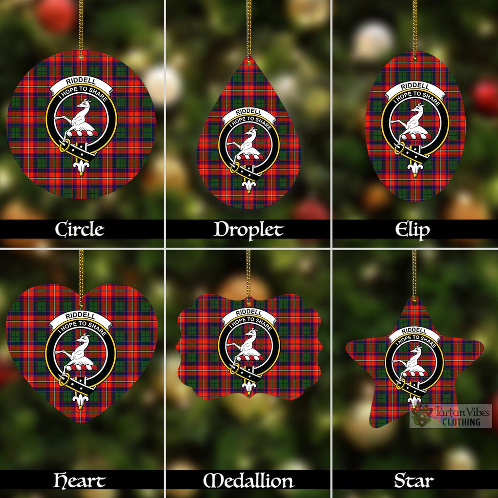 Tartan Vibes Clothing Riddell Tartan Christmas Aluminium Ornament with Family Crest