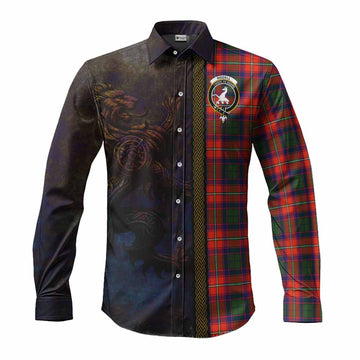 Riddell Tartan Family Crest Long Sleeve Button Shirt Alba Gu Brath Be Brave Lion Ancient Style