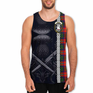 Riddell Tartan Men's Tank Top with Family Crest Cross Sword Thistle Celtic Vibes Men - Tartan Vibes Clothing