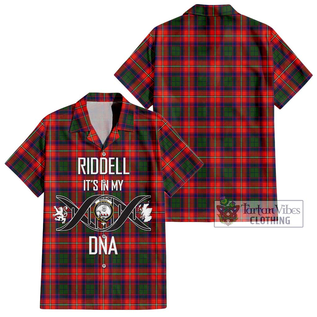 Riddell Tartan Short Sleeve Button Shirt with Family Crest DNA In Me Style Kid - Tartanvibesclothing Shop