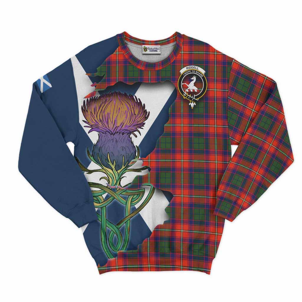 Riddell Tartan Family Crest Sweatshirt Scottish Thistle Celtic Inspired Unisex - Tartan Vibes Clothing