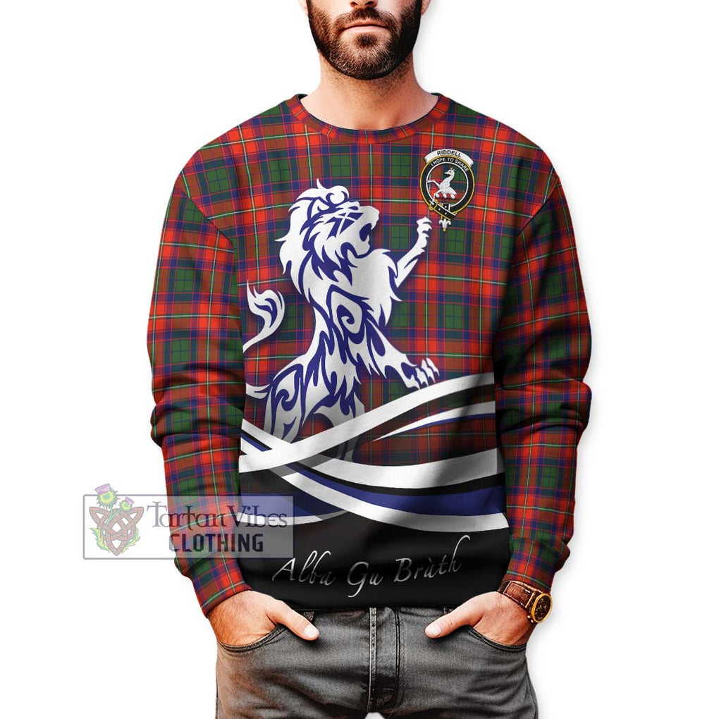 Riddell Tartan Sweatshirt with Alba Gu Brath Regal Lion Emblem Unisex - Tartan Vibes Clothing