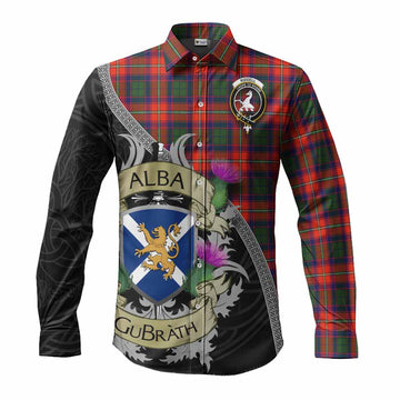 Riddell Tartan Family Crest Long Sleeve Button Shirt Lion Rampant Royal Thistle Shield Celtic Inspired