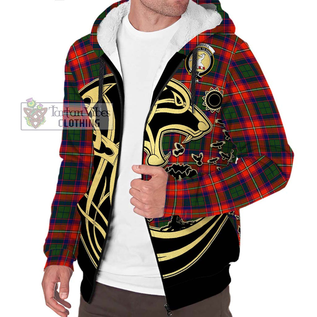 Riddell Tartan Sherpa Hoodie with Family Crest Celtic Wolf Style Unisex S - Tartan Vibes Clothing