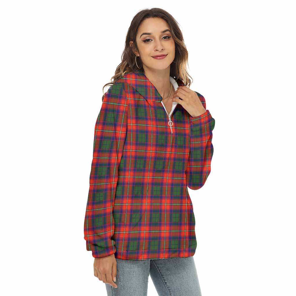 Tartan Vibes Clothing Riddell Tartan Women's Borg  Half Zip Fleece Hoodie