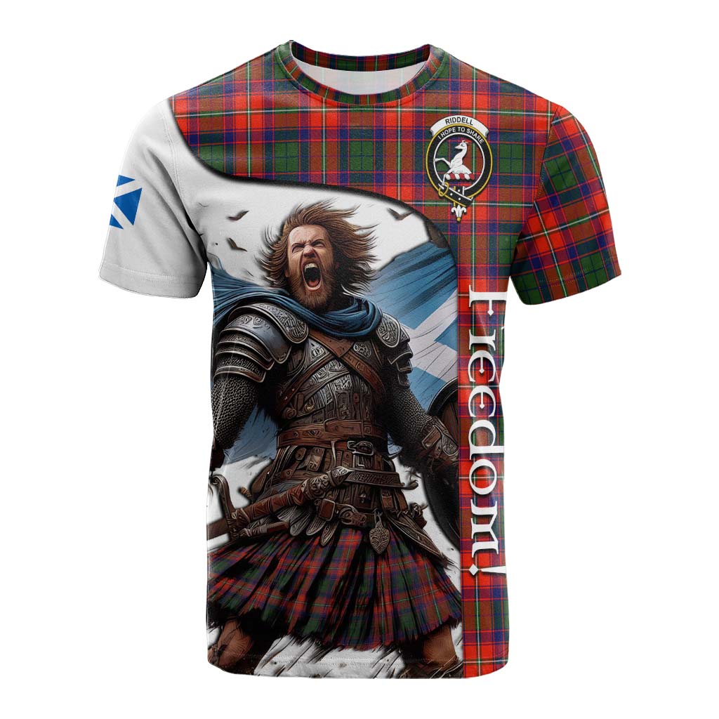 Tartan Vibes Clothing Riddell Crest Tartan Cotton T-shirt Inspired by the Freedom of Scottish Warrior