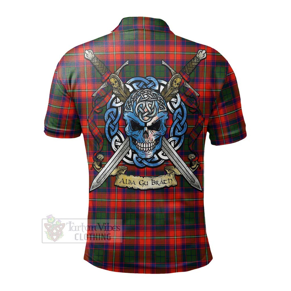 Tartan Vibes Clothing Riddell Tartan Polo Shirt with Family Crest Celtic Skull Style