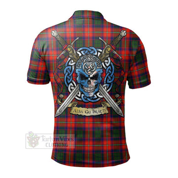 Riddell Tartan Polo Shirt with Family Crest Celtic Skull Style