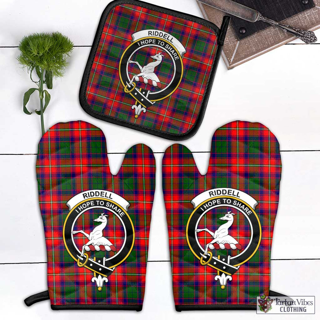 Riddell Tartan Combo Oven Mitt & Pot-Holder with Family Crest Combo 1 Oven Mitt & 1 Pot-Holder Black - Tartan Vibes Clothing