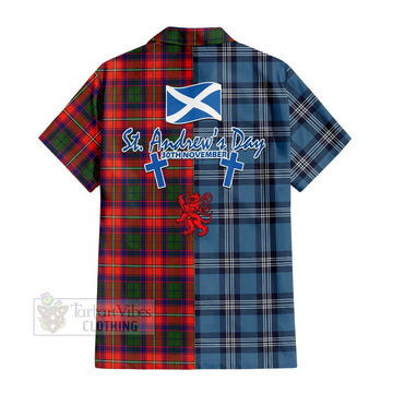 Riddell Tartan Short Sleeve Button Shirt Happy St. Andrew's Day Half Tartan Style