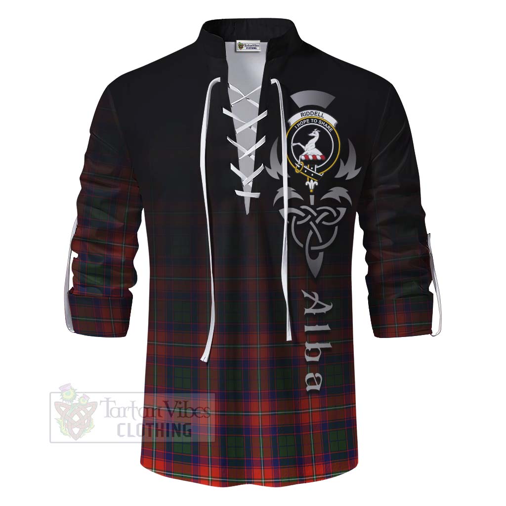 Tartan Vibes Clothing Riddell Tartan Ghillie Kilt Shirt Featuring Alba Gu Brath Family Crest Celtic Inspired