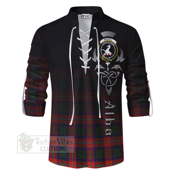 Riddell Tartan Ghillie Kilt Shirt Featuring Alba Gu Brath Family Crest Celtic Inspired