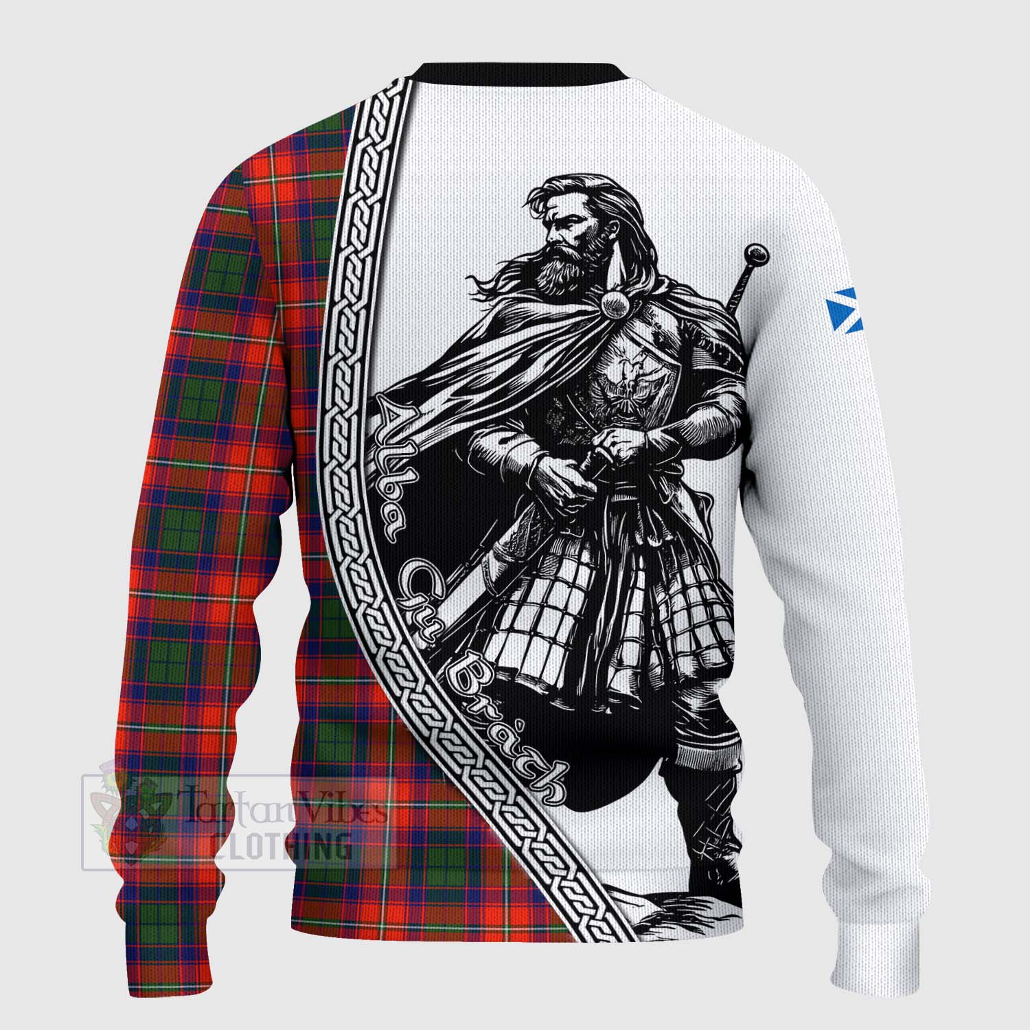 Tartan Vibes Clothing Riddell Tartan Clan Crest Knitted Sweater with Highlander Warrior Celtic Style