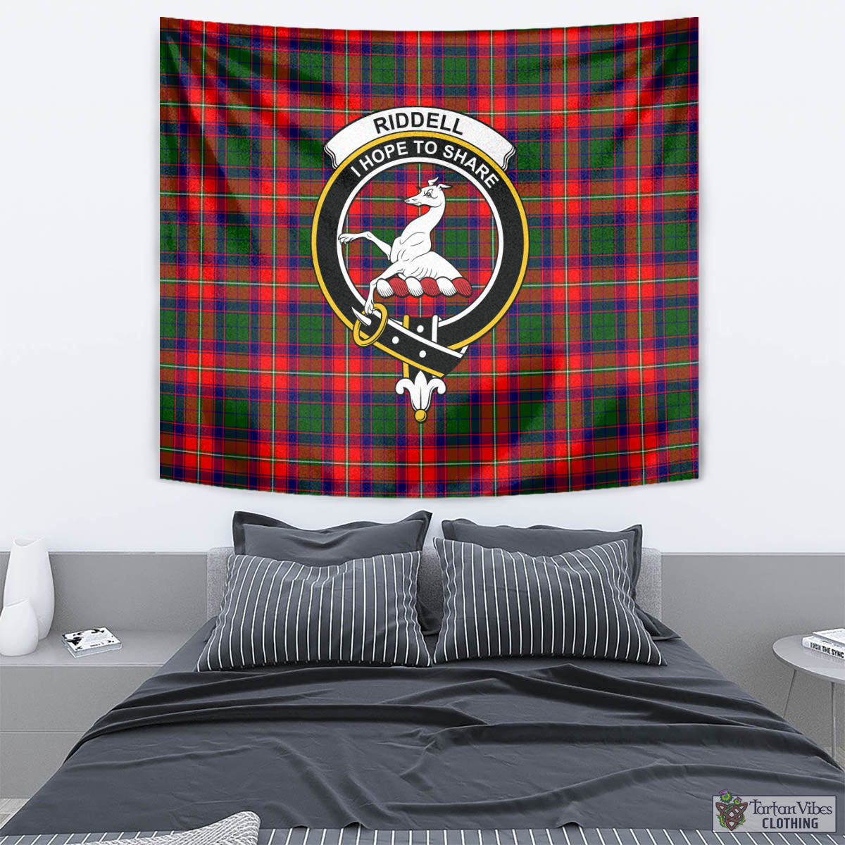 Tartan Vibes Clothing Riddell Tartan Tapestry Wall Hanging and Home Decor for Room with Family Crest