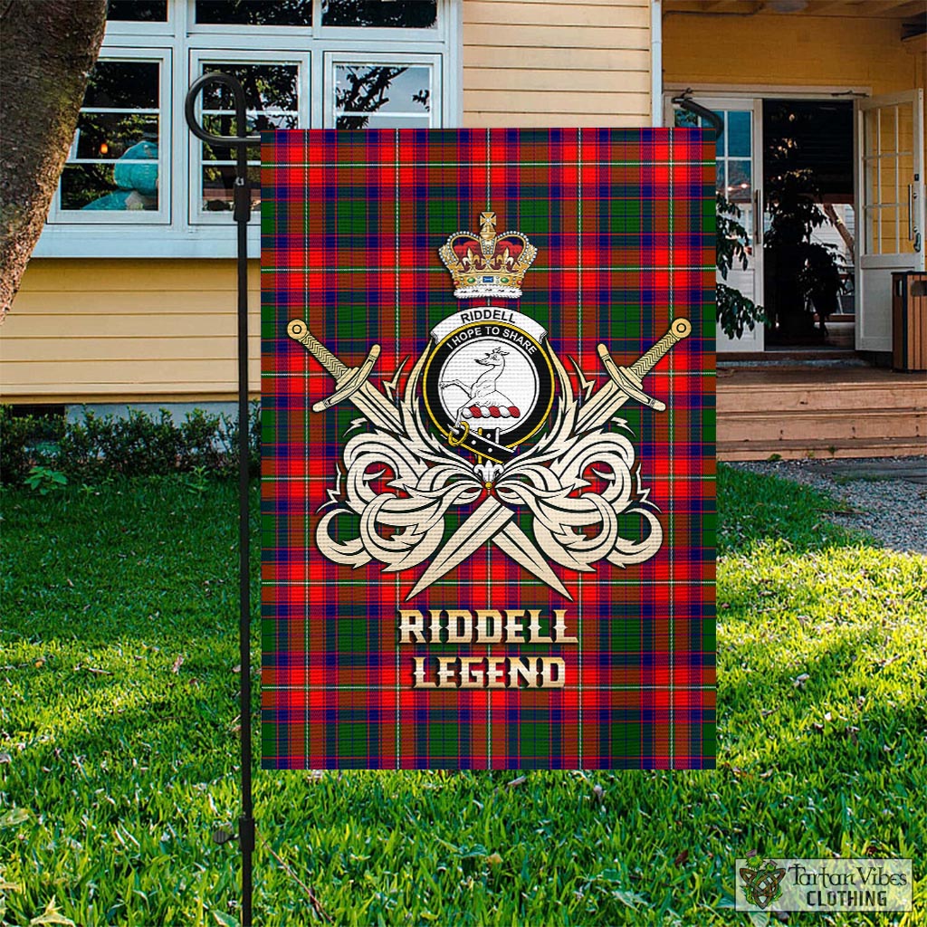 Tartan Vibes Clothing Riddell Tartan Flag with Clan Crest and the Golden Sword of Courageous Legacy