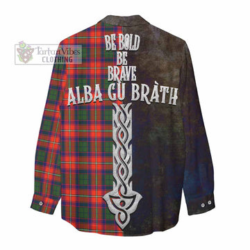 Riddell Tartan Family Crest Women's Casual Shirt Alba Gu Brath Be Brave Lion Ancient Style