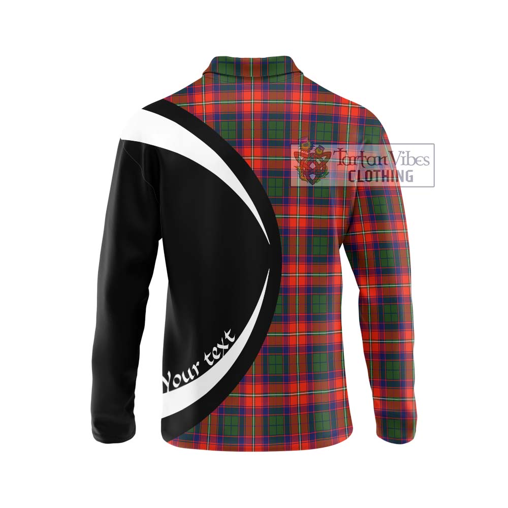 Riddell Tartan Long Sleeve Polo Shirt with Family Crest Circle Style - Tartan Vibes Clothing